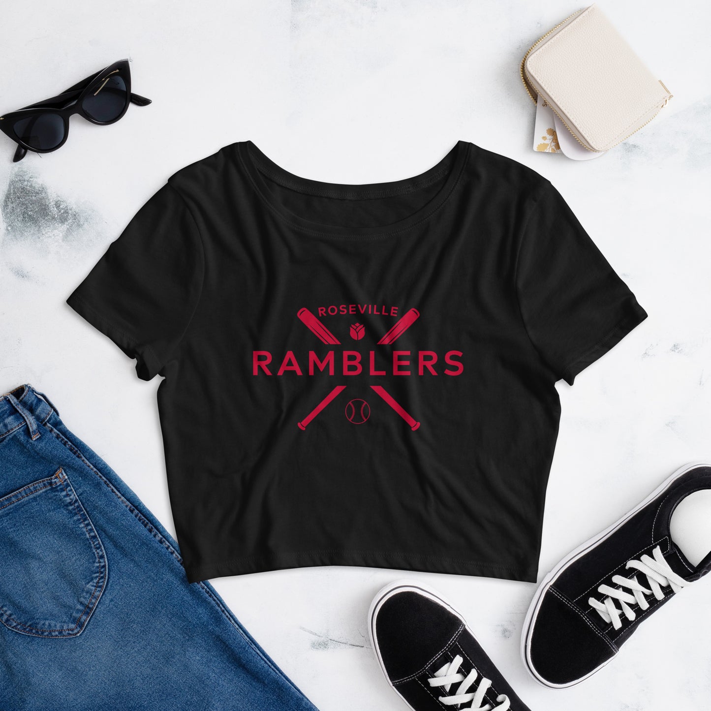 Front only Ramblers Women’s Babydoll Crop Tee